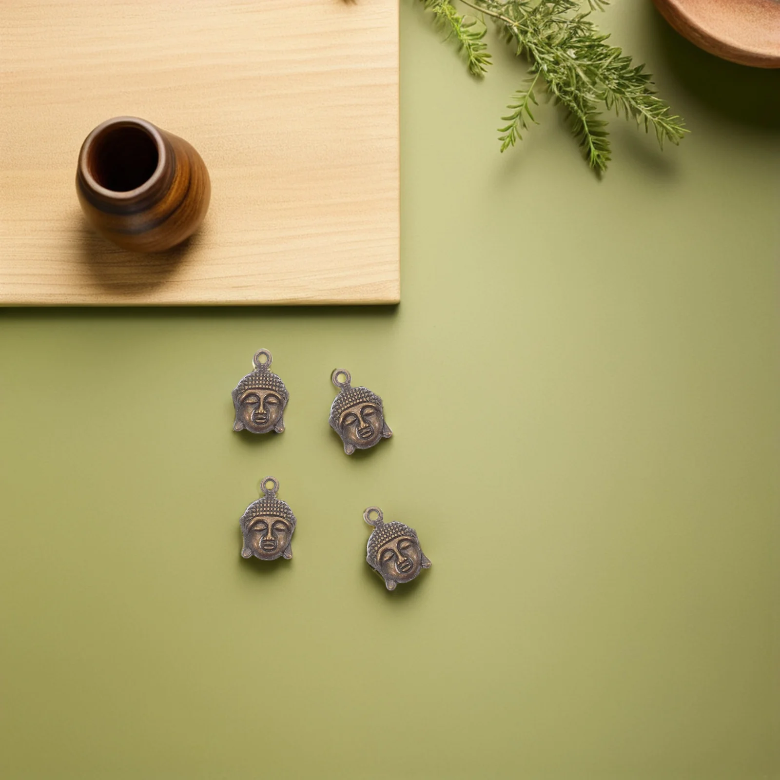 

100Pcs Vintage Buddha Head Spacer Beads Tibetan Metal Alloy Pendant Beads for Bracelets DIY Jewelry Making Keychains