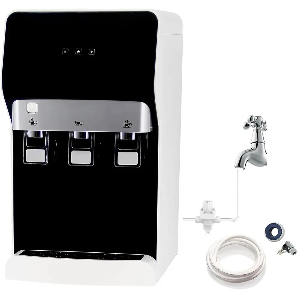 

Настольный диспенсер для воды с функцией самоочистки, 4-ступенчатой фильтрацией, тремя температурными режимами и ночником