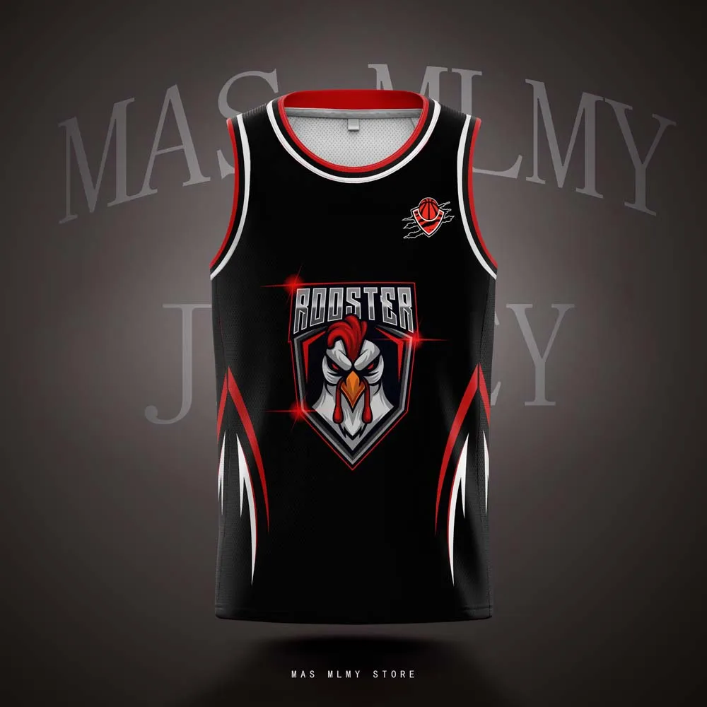 

Custom Rooster Digital Printed Basketball Jerseys Mesh Sports Shirts with Personalized Name And Number for Kids Youth And Adults