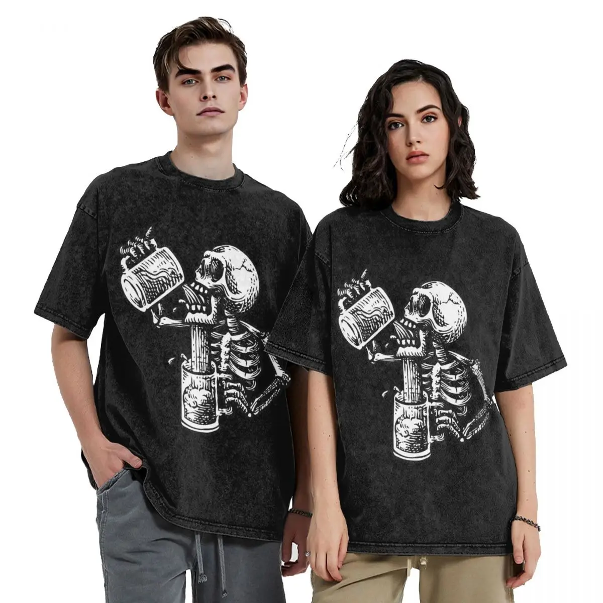

Drunk skull T-Shirt cotton man t-shirts gifts for boyfriend anime clothes t shirts for men