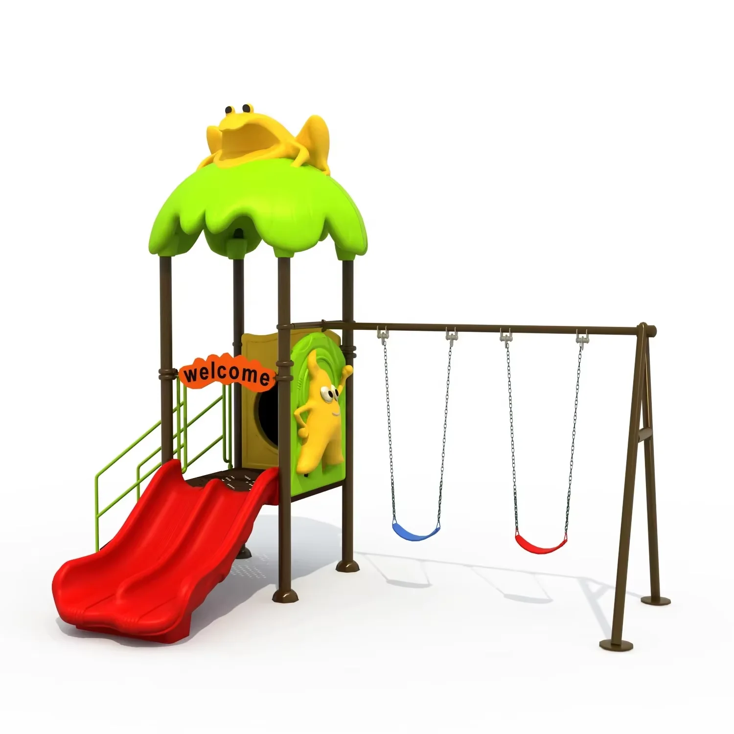 Outdoor Playground Set, Kids Sliding and Swing, Simple Plastic, for 5 Years, Garden Play Equipment
