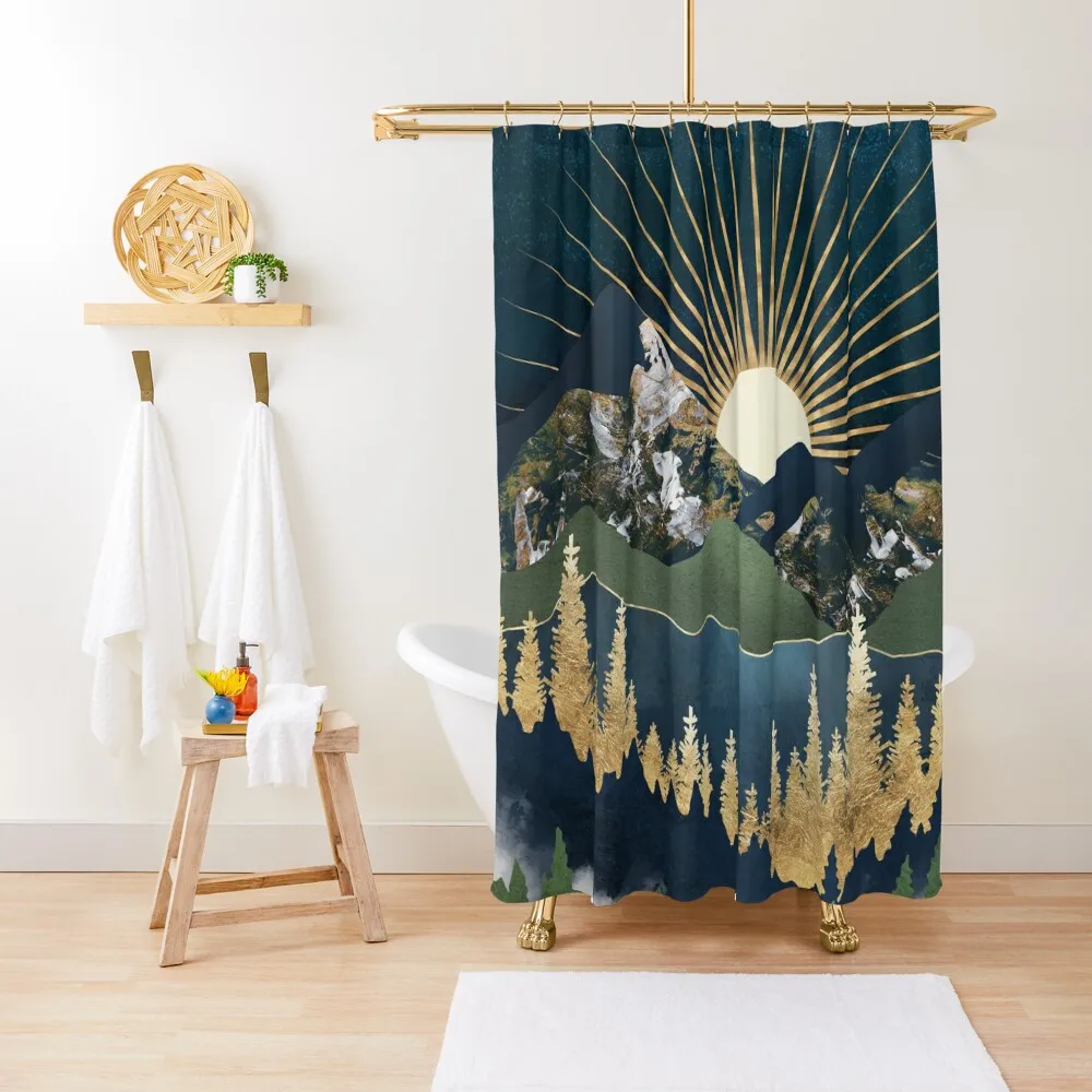 

Midnight Mountains Shower Curtain Waterproof Fabric Shower Luxury Bathroom Funny Shower Bathroom Curtain