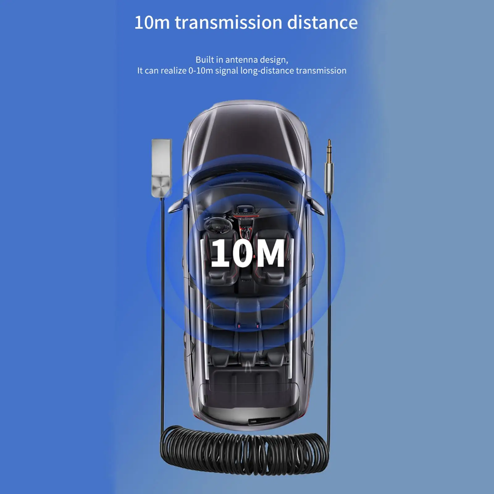 USB 3.5mm AUX Adapter Bluetooth Car Receiver for Automobile Home Audio ,Connect Two Devices AT One Time Durable Quick Pairing