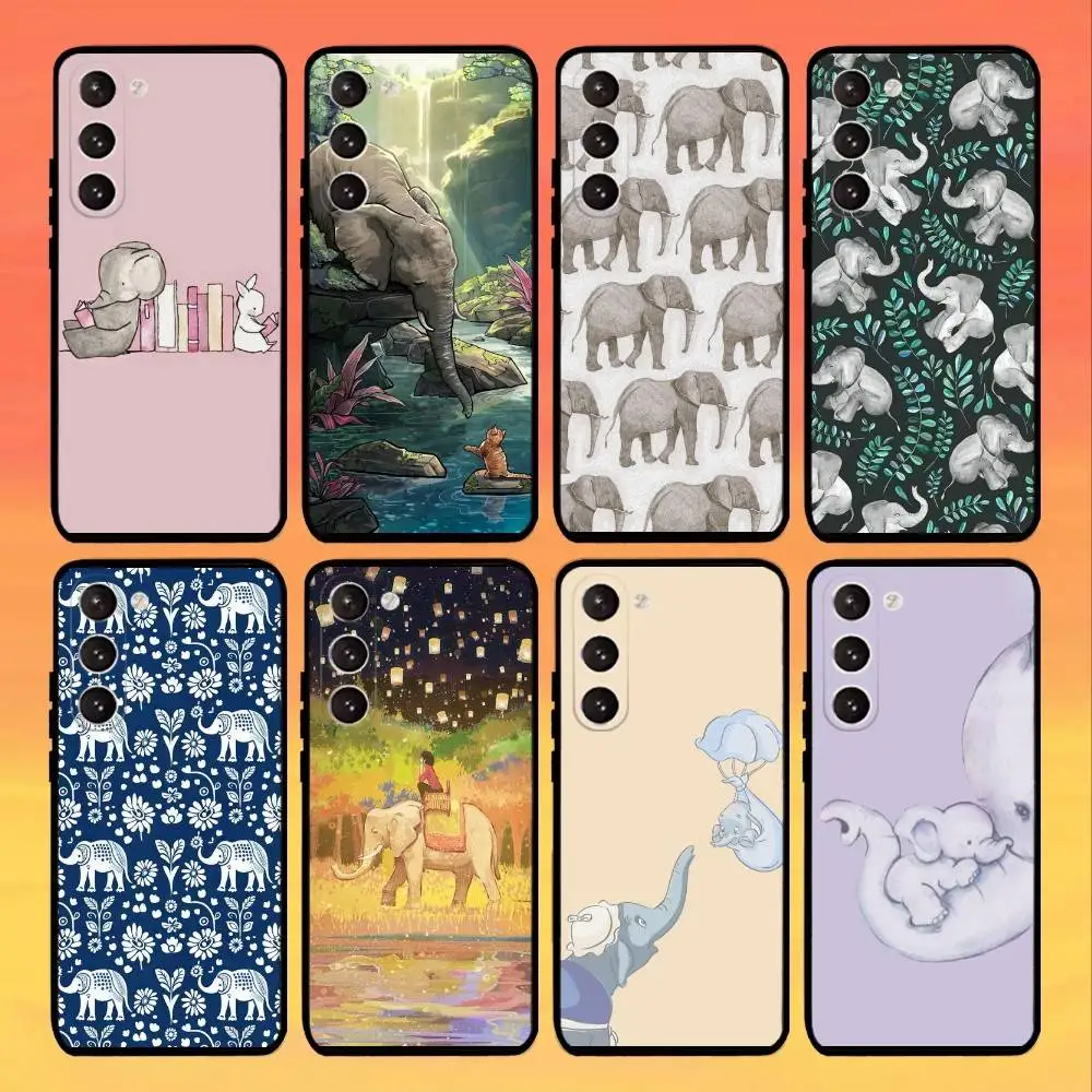 

Animation Animal E-Elephant Phone Case For Samsung Galaxy A73,A72,A71,A70,A53,A52,A51,Others Soft Black Cover