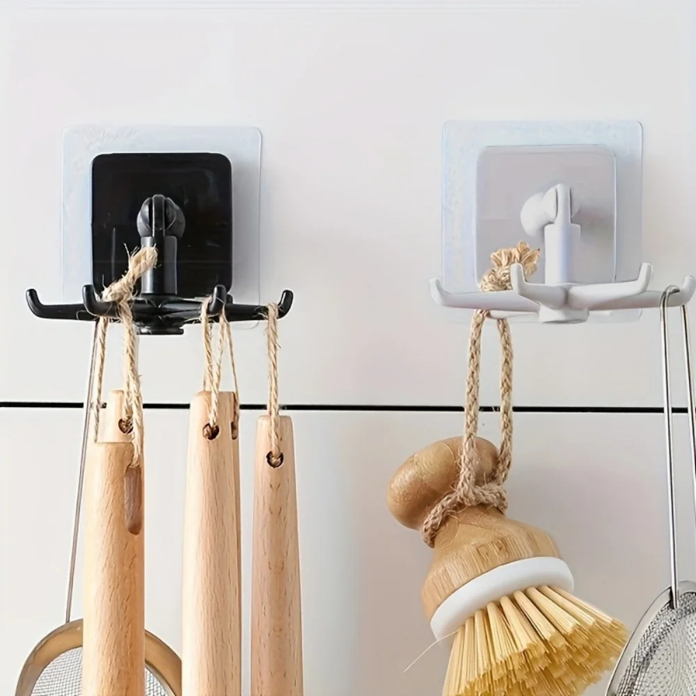 Folding Kitchen Rotating Home and Decoration Hexagonal Hook Bathroom Organizer Storage Self-adhesive Hooks Coat Racks Hanging