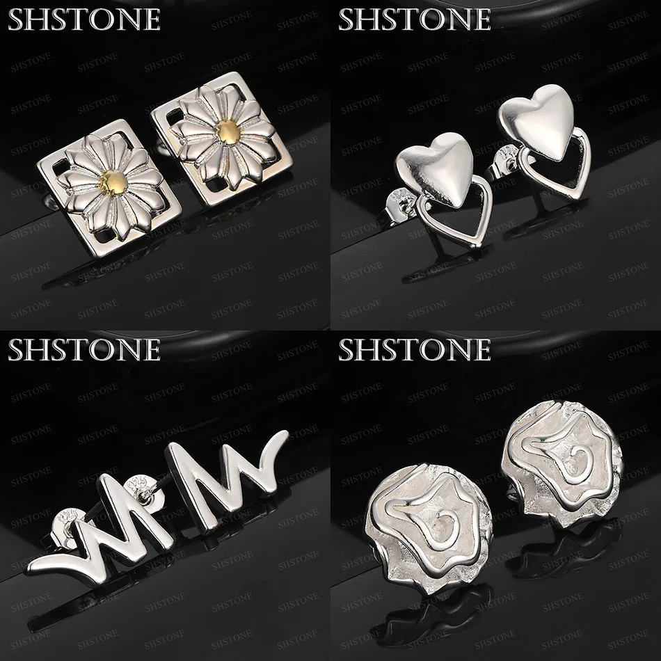 

Hot Classics 925 Sterling Silver Letter M Stud Earrings Flower Earrings Women Birthday Wedding Party Pretty Jewelry Accessories