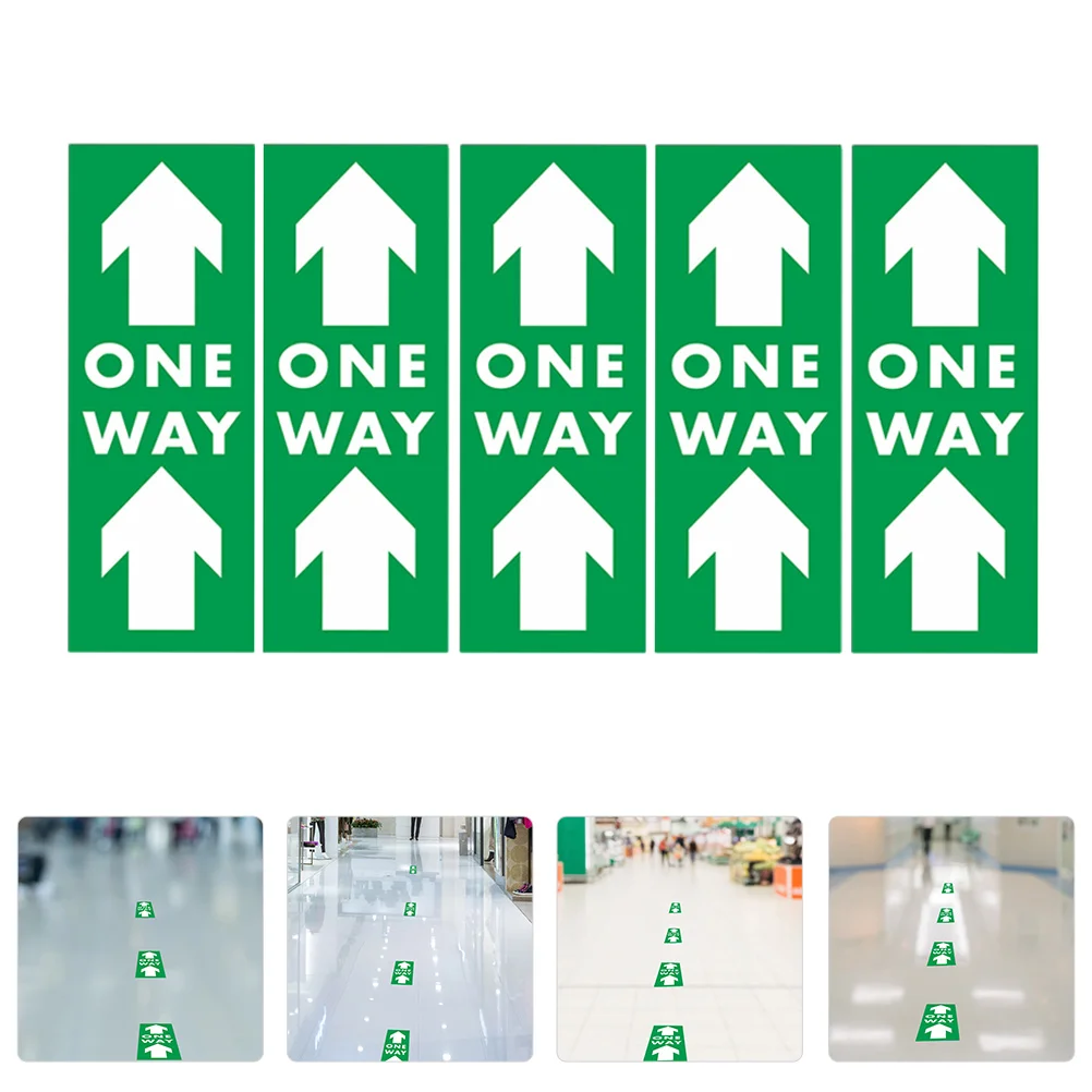 

5 pcs Arrow Floor Decals One Way Directional Stickers Waterproof Signs for Warehouse School Traffic Church Office Gym Social