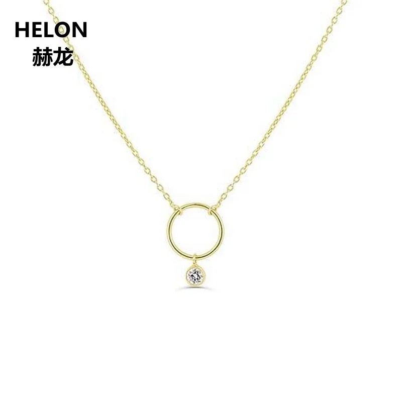 

0.035ct SI2/H Full Cut Natural Diamonds Necklace Pendant Solid 18k Yellow Gold Women Chain Choker Pendant Circle