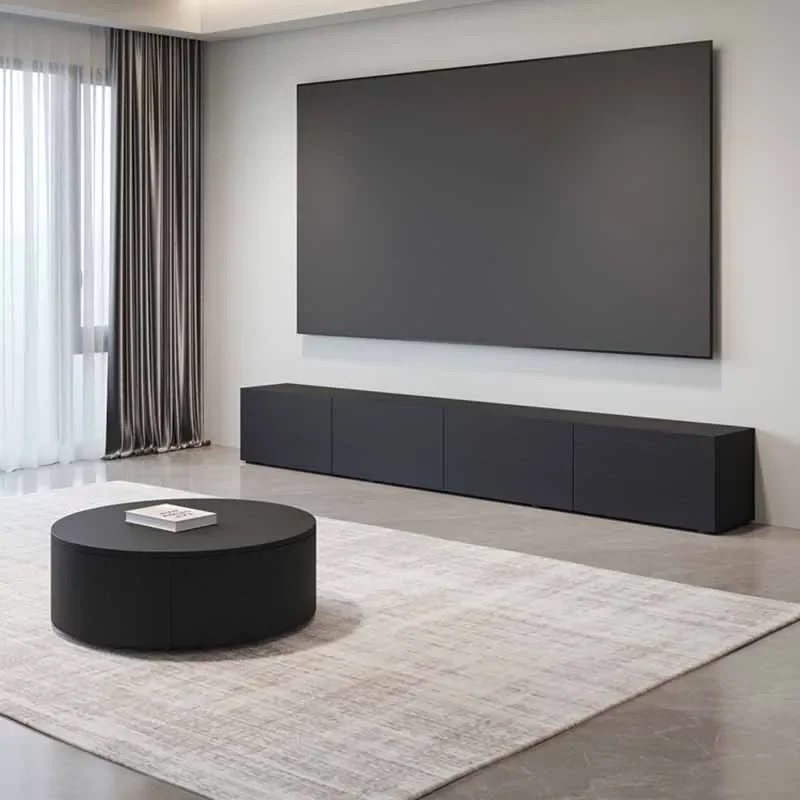 

Simple Clear Coffee Table Black Simple Living Room Side Table Round Balcony Minimalist Italian Couchtisch Postmodern Furniture