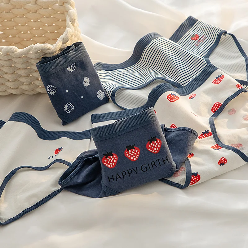 Set di 5 Mutandine da Donna in Cotone con Orsetto Cartoon, Traspiranti, Slip Femminili a Vita Media, Morbide, Lingerie Sexy