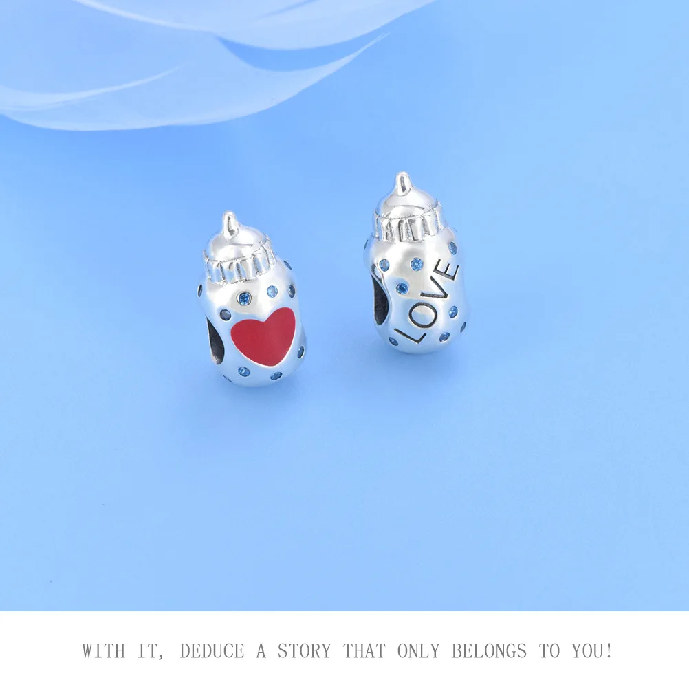 PANQDIY 925 Sterling Silver Turtle Beads Crab Pendant Angel Baby Bottle Stroller Charm For Original Bracelet Accessories Gift