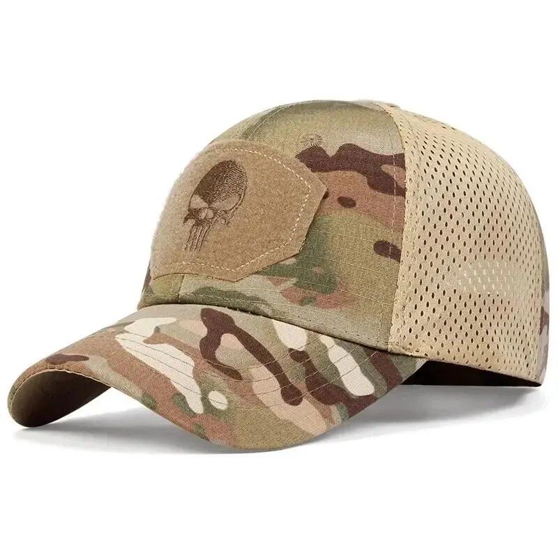 Camouflage Plaid Military Training Cap Spring Summer Outdoor Sports Sunshade Sun Protection Mesh Hat Casual Peaked Cap