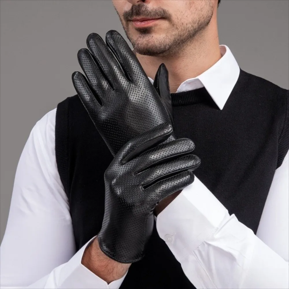 

Однотонные мужские перчатки из натуральной кожи, теплая изоляция, дышащие перчатки для сенсорного экрана, мотоциклетные перчатки с сенсорным экраном для мужчин