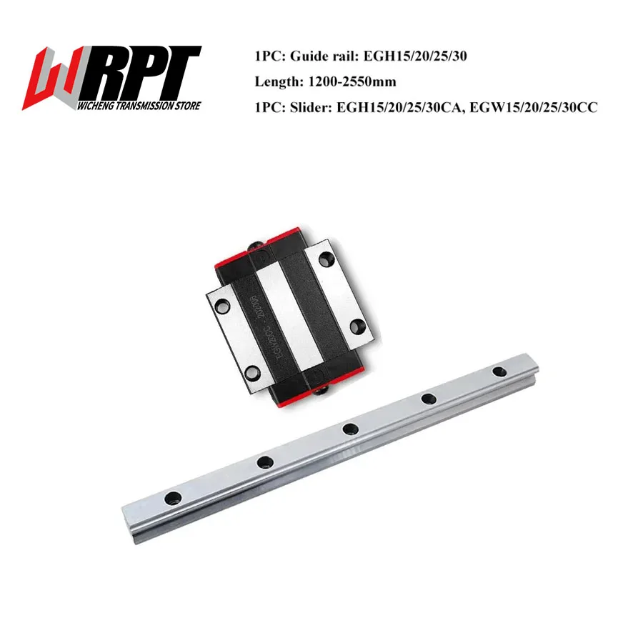 

Linear Guide Rail Slider 1PC EGH15/20/25/30 Guide Rail Length 1200-2550mm 1PC EGH15/20/25/30CA EGW15/20/25/30CC Slider Carriage