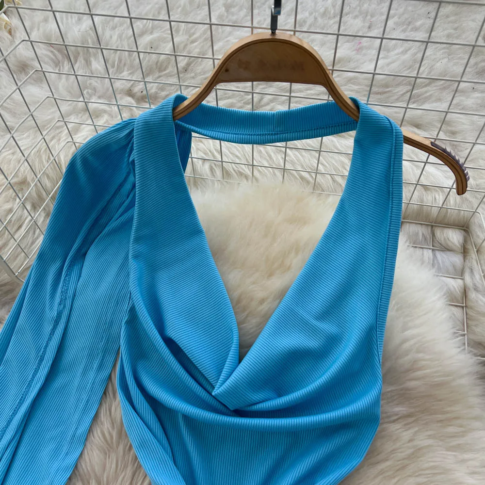 Chic vintage Sexy col oscillant licou fée vacances longue robe femmes Boho robe d'été robes de cérémonie