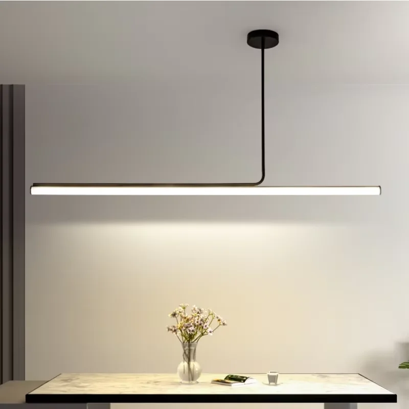 

Minimalist Nordic Long Tube Pendant Light LED Dining Table Lighting Creative Bar Counter Modern Lustre Strip Lighting Fixture