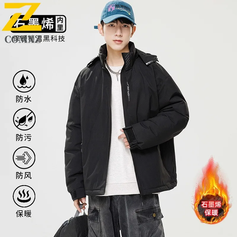 COMXZ الرجال القطن وسادة مبطنة يندبروف مقاوم للماء مغامرة تسلق الشتاء سترة 2025 التخييم الدافئة سميكة مبطن سترة #2