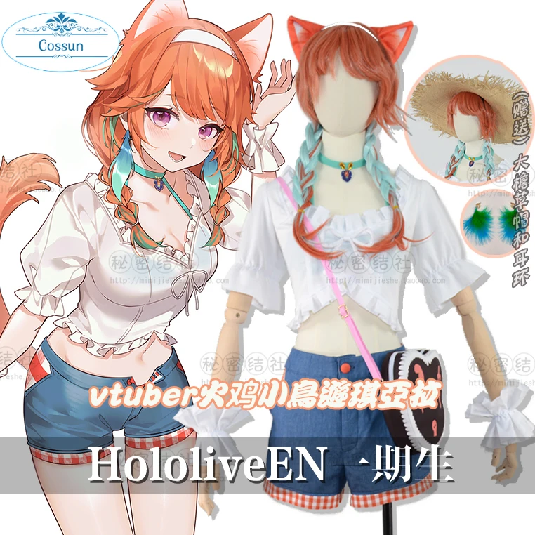 

Anime!Vtuber Hololive Takanashi Kiara Battle Suit Lovely Uniform Cosplay Costume Halloween Party Outfit Dailydress For Women NEW