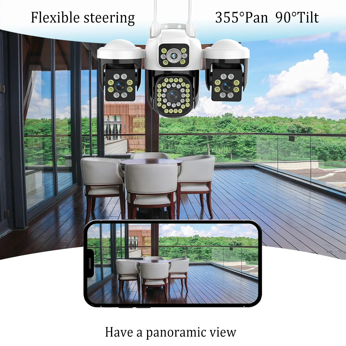 Yoosee 15MP 3 عدسة 3 شاشات واي فاي كاميرا PTZ IP كاميرا في الهواء الطلق IP66 مقاوم للماء اتجاهين تتبع الصوت كاميرات المراقبة Onvif