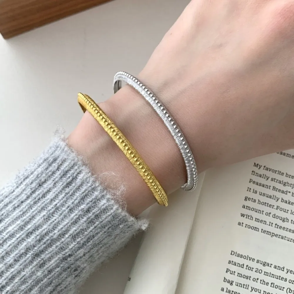 French Style Brushed Finish Open Bracelet Gold Silver Color Stars Moon Stackable Bangle Cuff Wristband WomenGift Giving