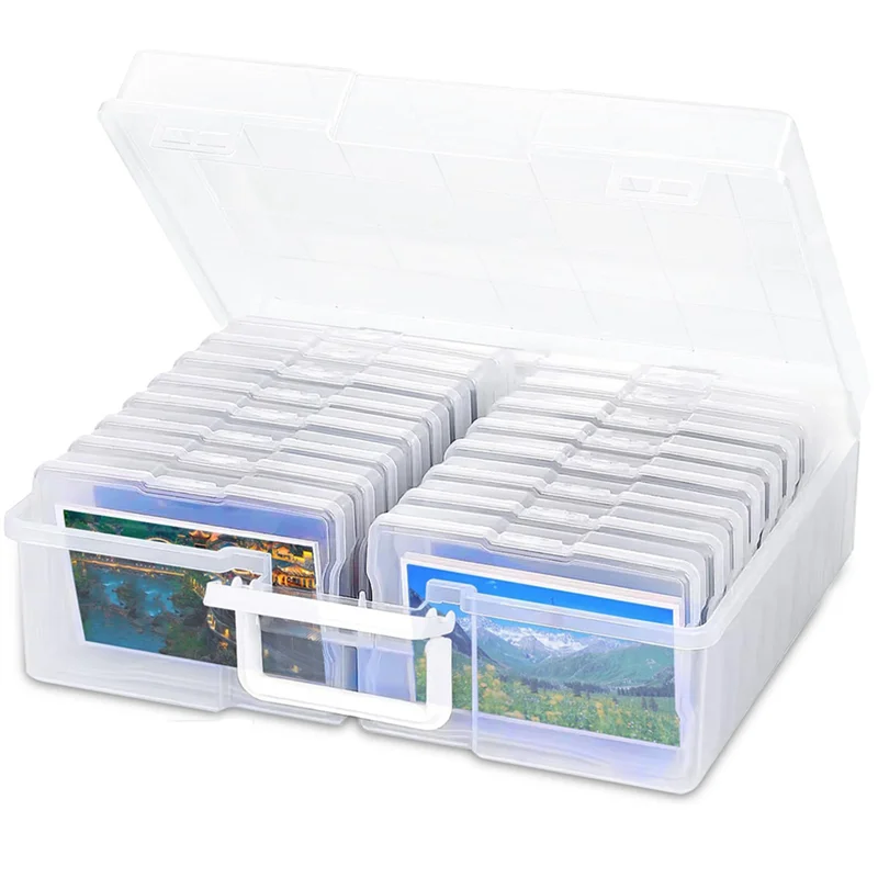 

ABMH-2X Portable Photo Storage Boxes,With 16 Interior Compartments,Capacity Up To 1600 4X6 Inch Photos,For Seeds