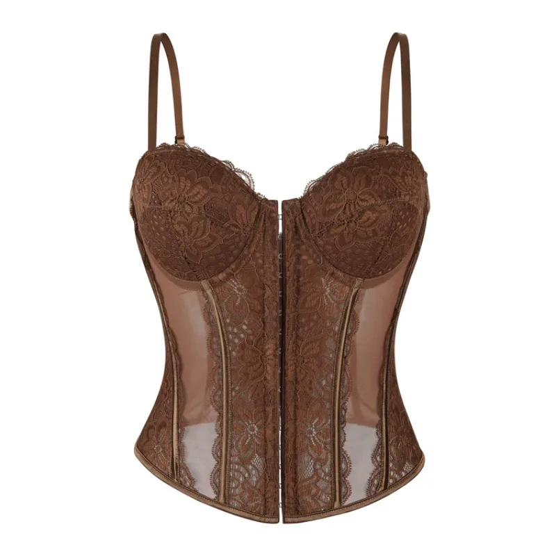 Top de tubo corto de encaje exótico para mujer, sujetador de realce, lencería, corpiño, corsé, Bralette de verano, camisola corta