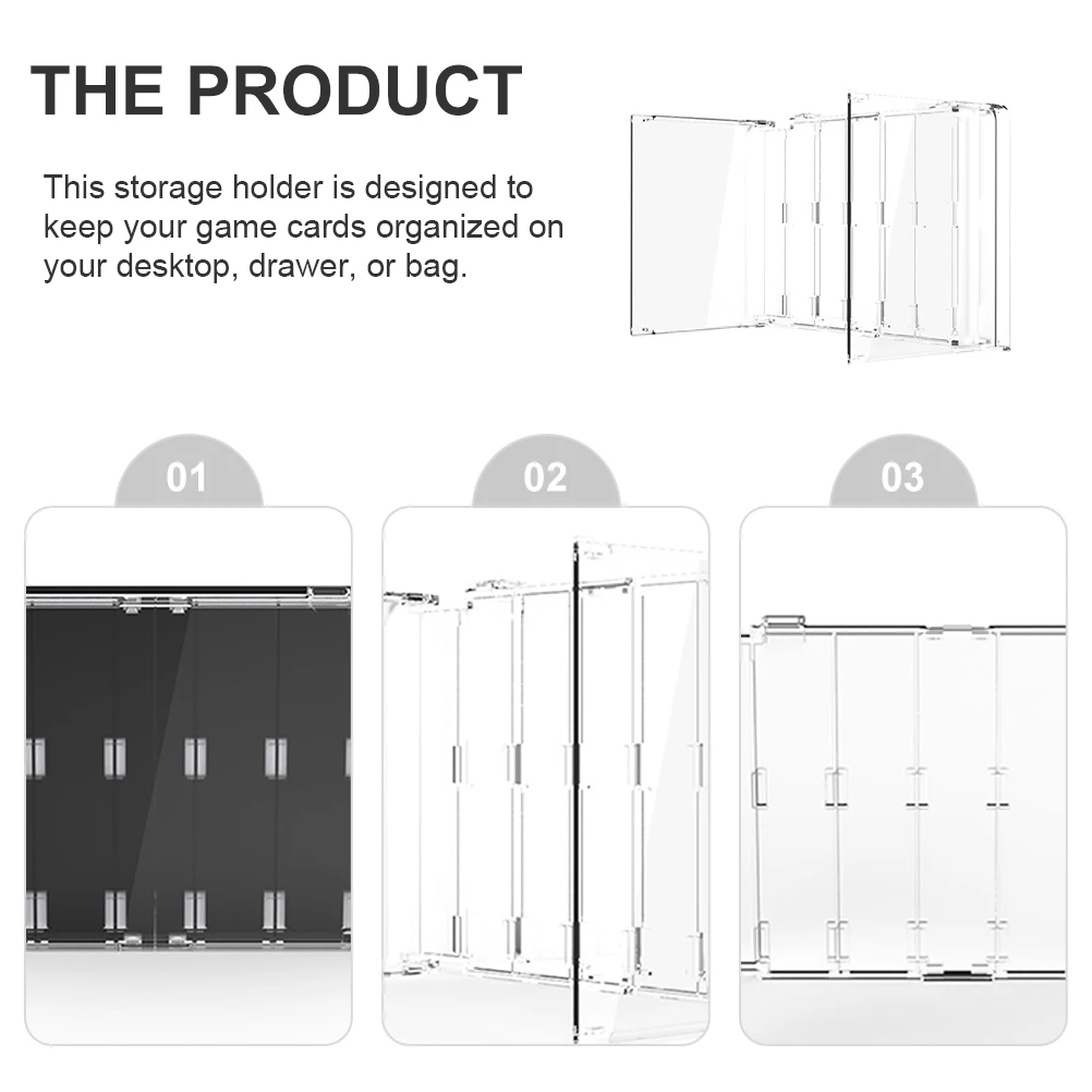 

Game Cards Storage Holder Organizer Box Case For Desktop Bookshelf Drawer Transparent Card Game Holder With 10 Slots, Easy