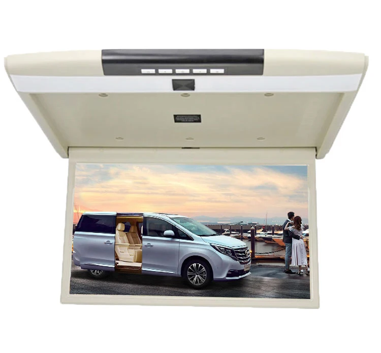 Car Monitor 17.3 Inch HD LCD Screen Automobile Ceiling TV MP5 Multimedia Roof Mount Display Car Video Players 1080P USB FM IR