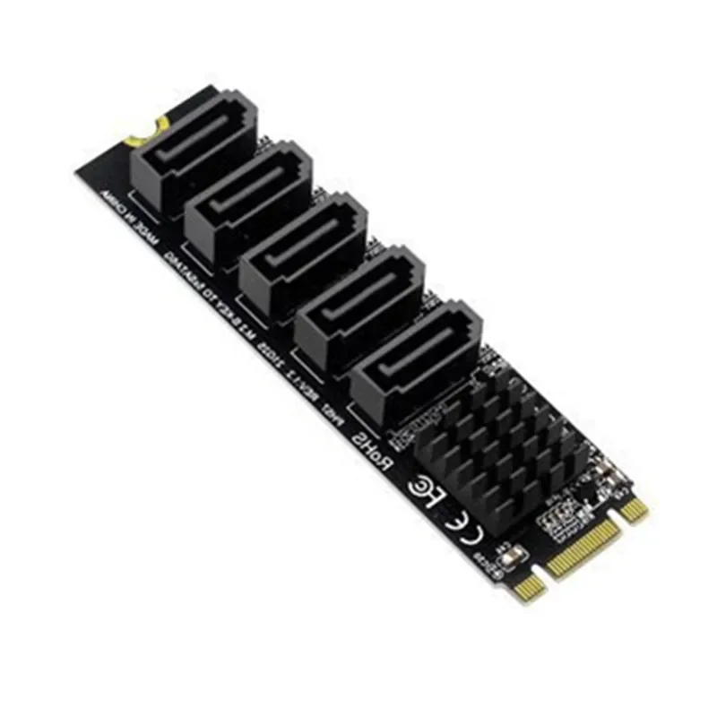 M.2 NGFF B-Key SATA إلى 5 منافذ SATA3 6Gbps محول توسيع القرص الصلب بطاقة ممتدة SATA 3.0 JM575 التحكم الرئيسي إضافة على البطاقات