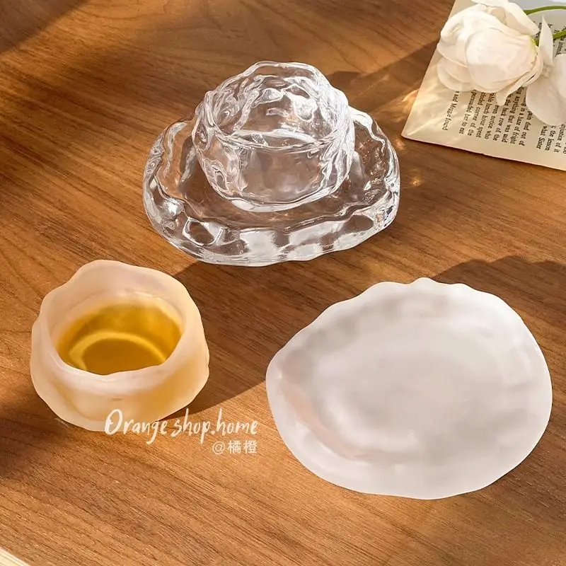 70ML Glass Tea Cup and Cup Holder Heat-resistant Thickened Glazed Tea Drinking Master Frozen Burnt Glass Cup  Kung Fu Tea Set