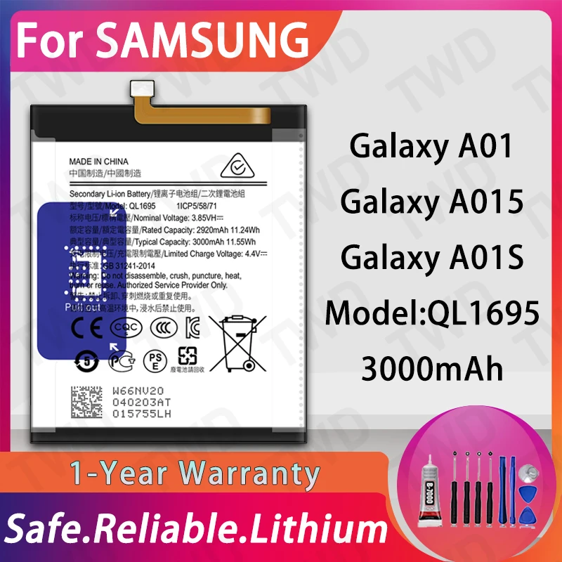 QL1695 Large capacity 3000mAh Battery For Samsung Galaxy A01 Batteries New High Quanlity+Free Tools