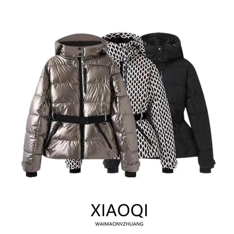 Winter 2024 Women's Cotton Jacket Long Sleeve Skiing Versatile Slimming Outerwear Commute Loose Fit Zipper Closure