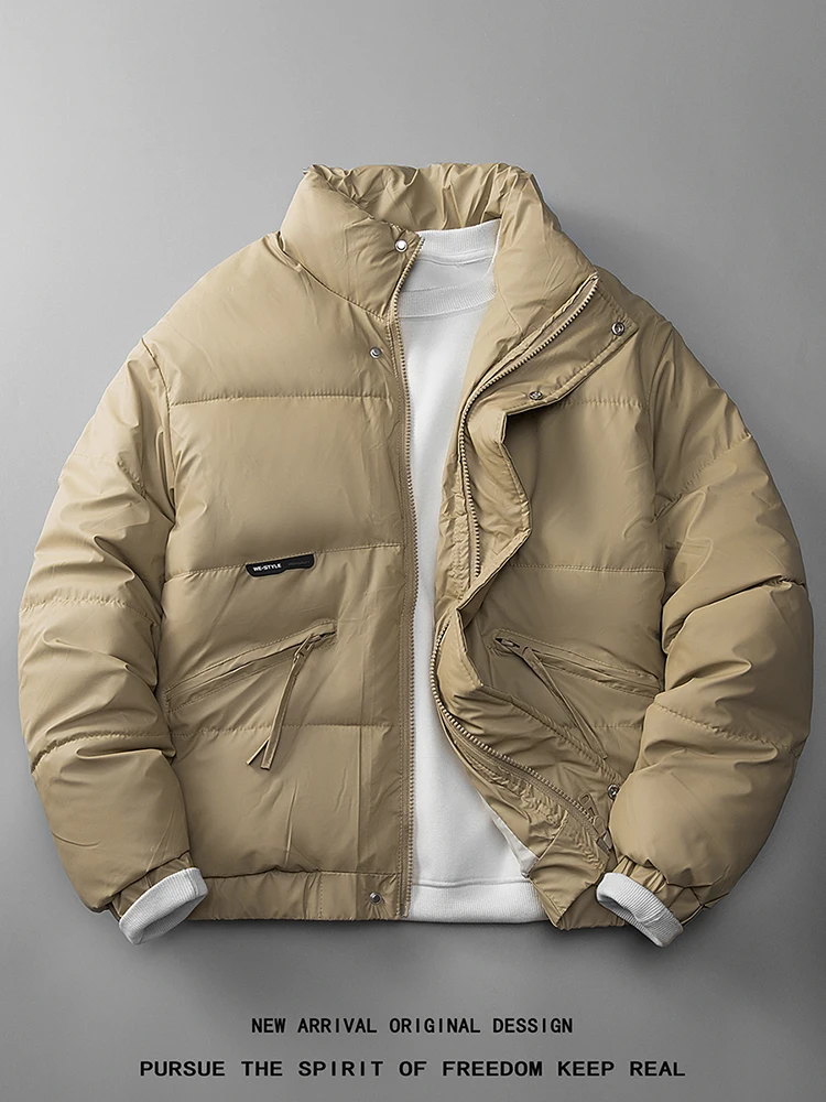

Теплая мужская повседневная куртка из хлопка с наполнителем из утиного пуха, осенне-зимняя верхняя одежда для молодежи, модный дизайн с молнией