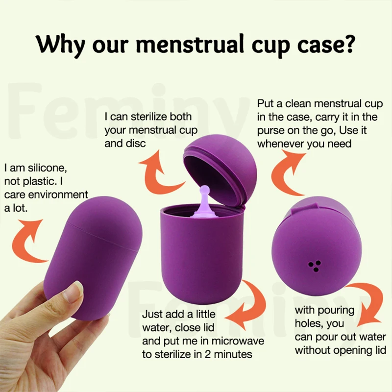 Kotak silikon sterilisasi bebas Bpa, wadah pembersih untuk membersihkan dan menyimpan cangkir menstruasi alat sterilisasi