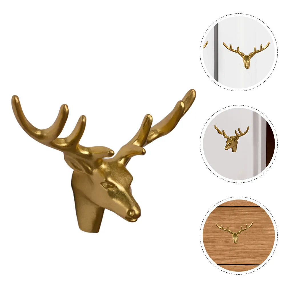 Brass Deer Pull Unique Cabinet Handle for Drawers Closets Wardrobes Decorative Animal Knob Furniture Hardware