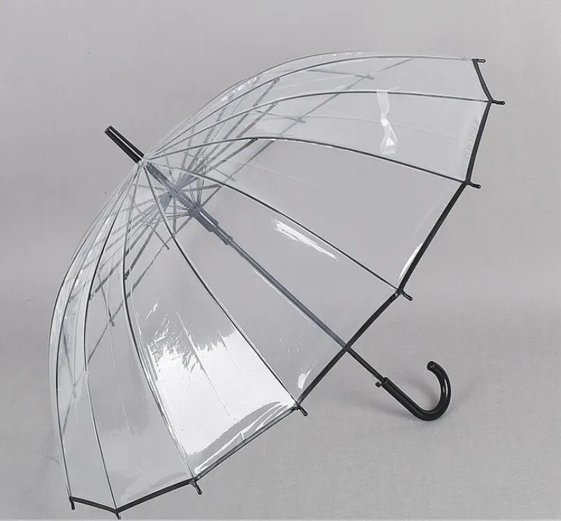 Clear Transparent Big Long Handle Umbrella Male Female Rain Fashion Solid Automatic Creative Rainy Safe Umbrellas for Kids