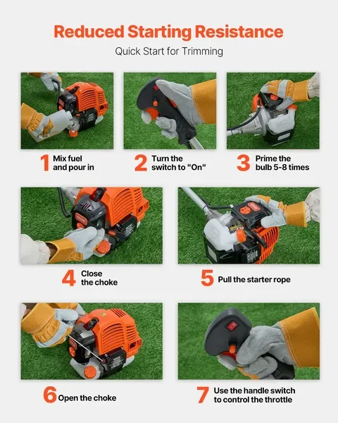 51.7ccガソリン式草刈り機、16.9フィート多機能除草機（ショルダーストラップ＆3Tブレード付き）