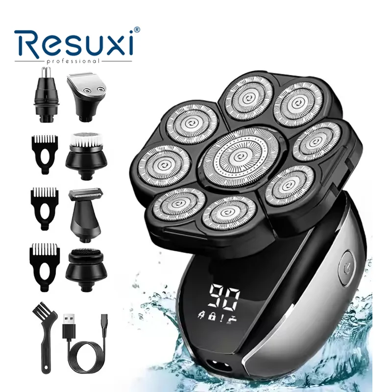 

Resuxi LK-9610 Обновление 9D мужские роторные бритвы Водонепроницаемые IPX6 с магнитным лезвием Перезаряжаемая бритва с ЖК-дисплеем