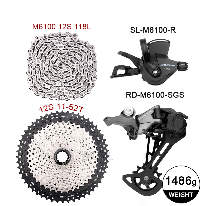 

Deore M6100 1x12 Speed derailleurs Groupset 12 speed right shift lever dowel CN Chain RD cassette 46T 50T 52T