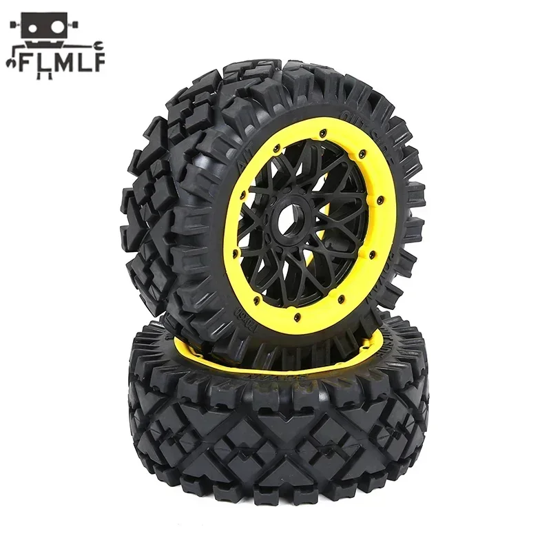 Rc Car All-terrain Reticulated Wheel Hub Front Tire Assembly Kit for 1/5 HPI ROFUN BAHA ROVAN KM BAJA 5B SS Truck Parts