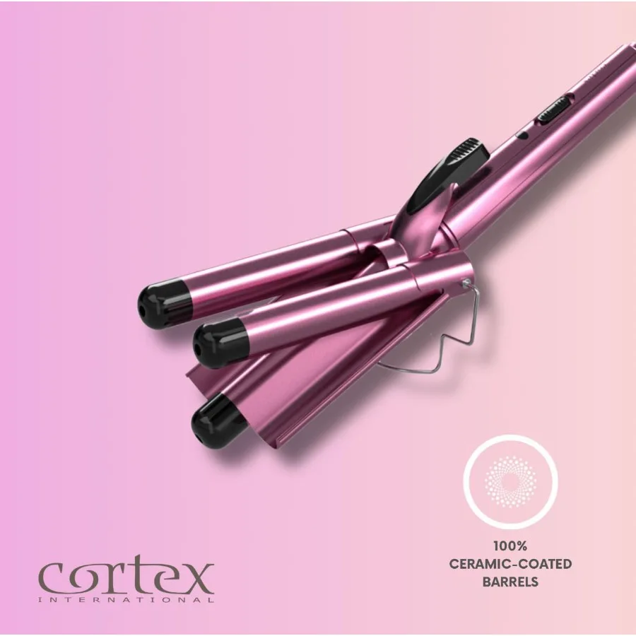 Cortex Beauty Wave Maker 3-Barrel Waver für Haare in Rosa mit professionellen Styling-Resulteten und langlebigem Design