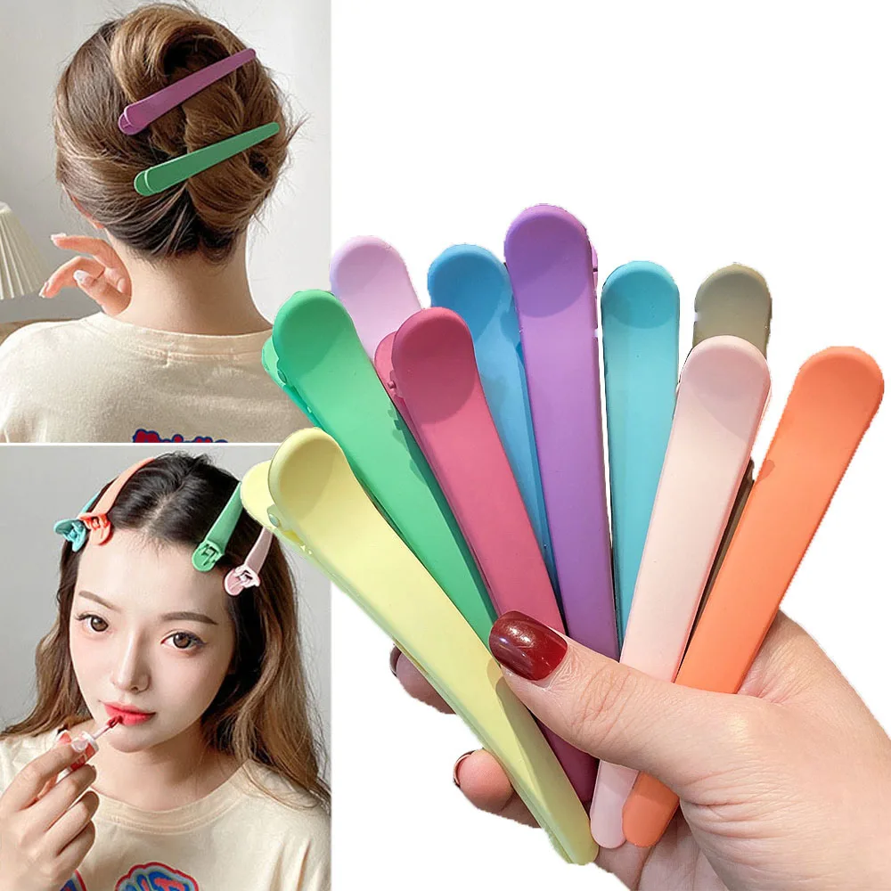 

10PCs/Set Candy Color Frosted Hair Clips Clamps Plus Size 12cm Duck Beak Clip Professional Barber Hairpin Hair Styling Tools