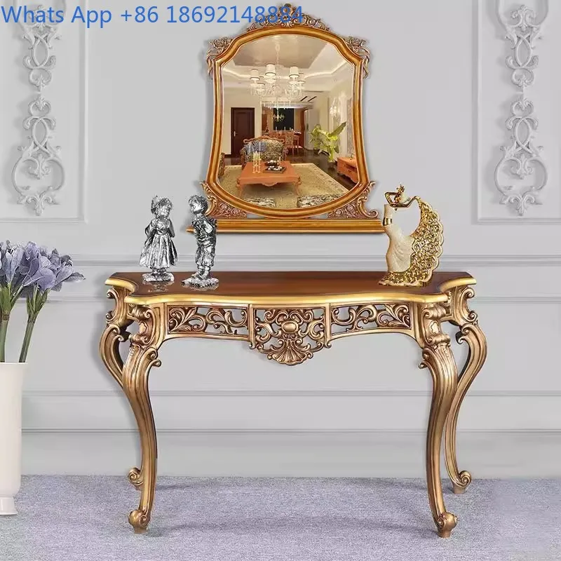 Carved European Style Luxurious Living Room Corridor Vintage Entryway Decorative Console Wall-Mounted Hallway Cabinet
