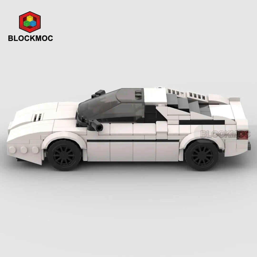 MOC Brick Weißer Rennwagen Speed Racer Bausteine Kreatives Montage-Garagen-Spielzeug für Jungen – Detail 3