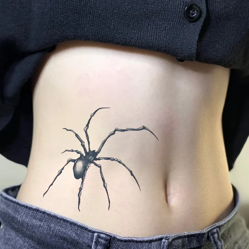 1 pegatinas de tatuaje temporal impermeables de araña, impermeables de larga duración para una a dos semanas, para brazo, pierna.