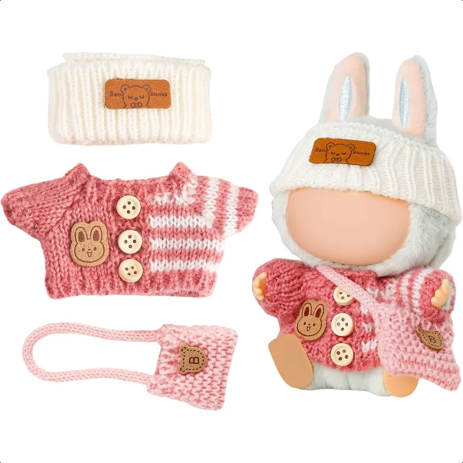 

Doll Clothes Doll Outfits Set for 17CM Dolls Mini Cute Clothing Accories Suit for 1st 2nd 3rd Gen Plush Toys White Woolly Hat S