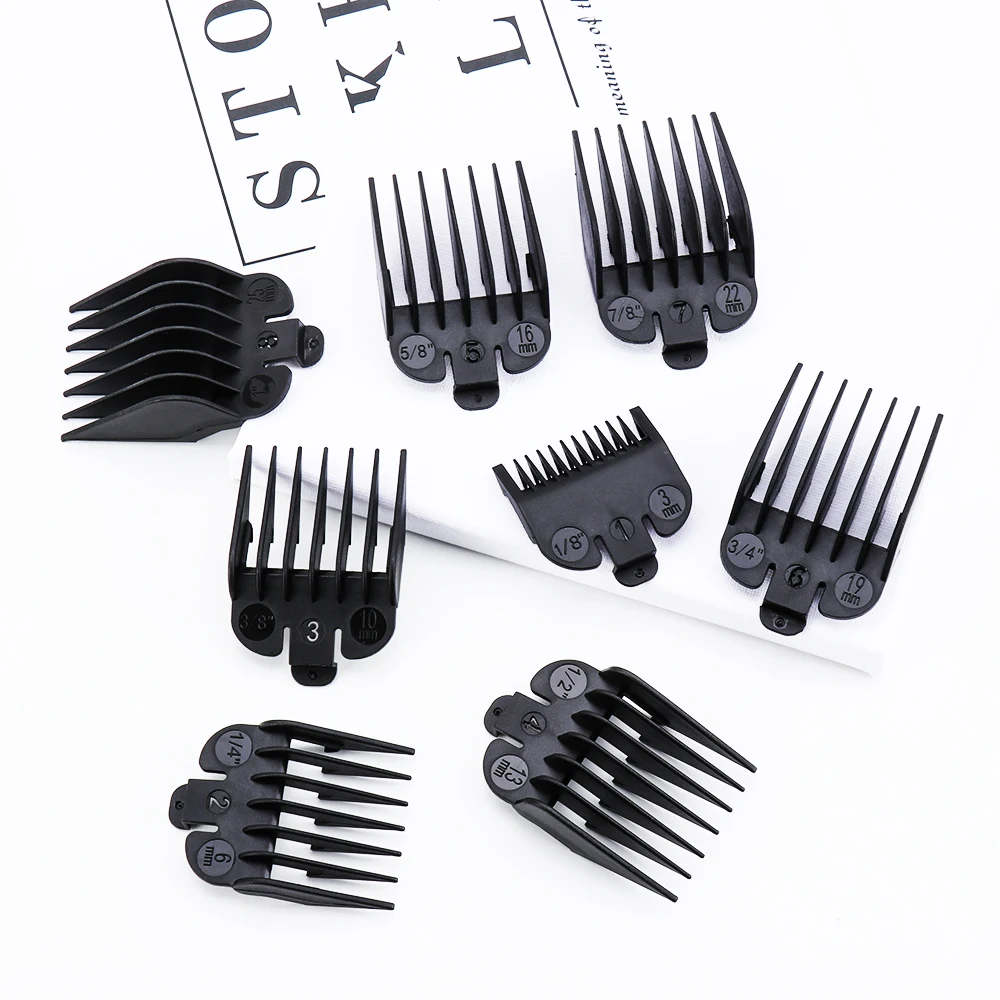 8 Buah 3-25Mm Pemotong Rambut Profesional Batas Sisir Panduan Universal Mode Pria Pemangkas Rambut Lampiran Alat Penata Rambut