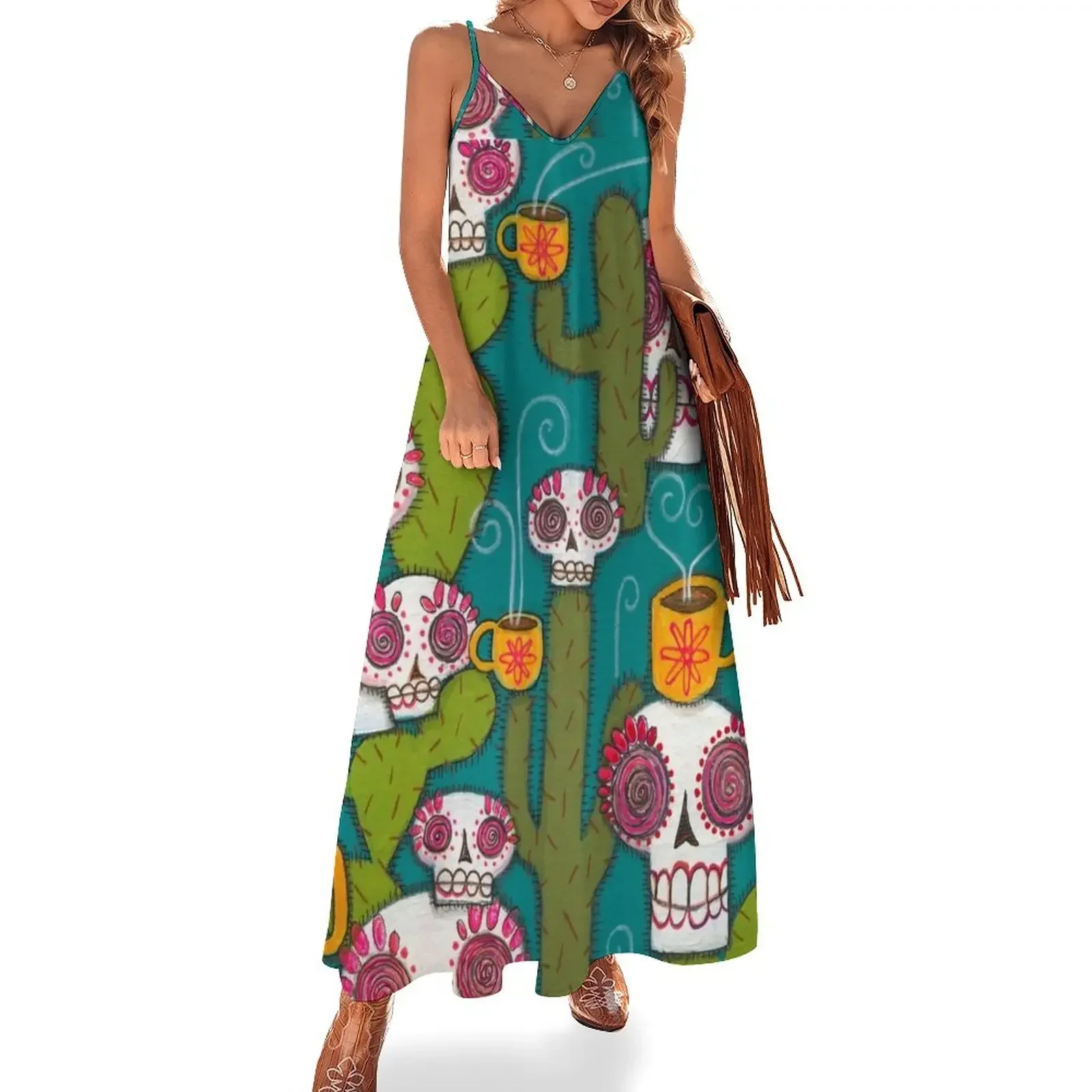 

Skulls, Cacti and Atomic Coffee Sleeveless Dress ladies dresses for special occasion clothes Long dress woman Dress