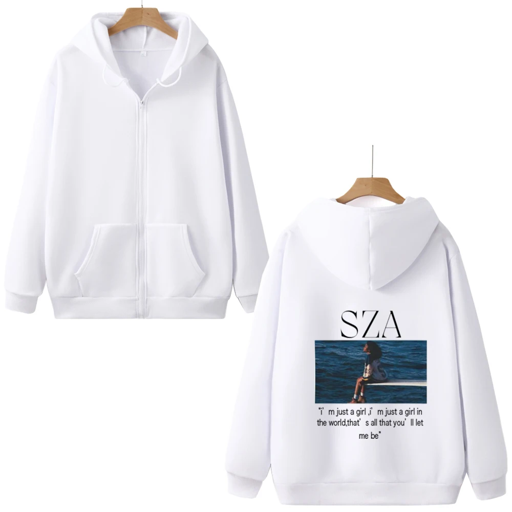 Sza I M Just A Girl Album Zip Hoodie Pattern Text Printing Hip Hop Cardigan sweatshirt Autumn And Winter Clothing