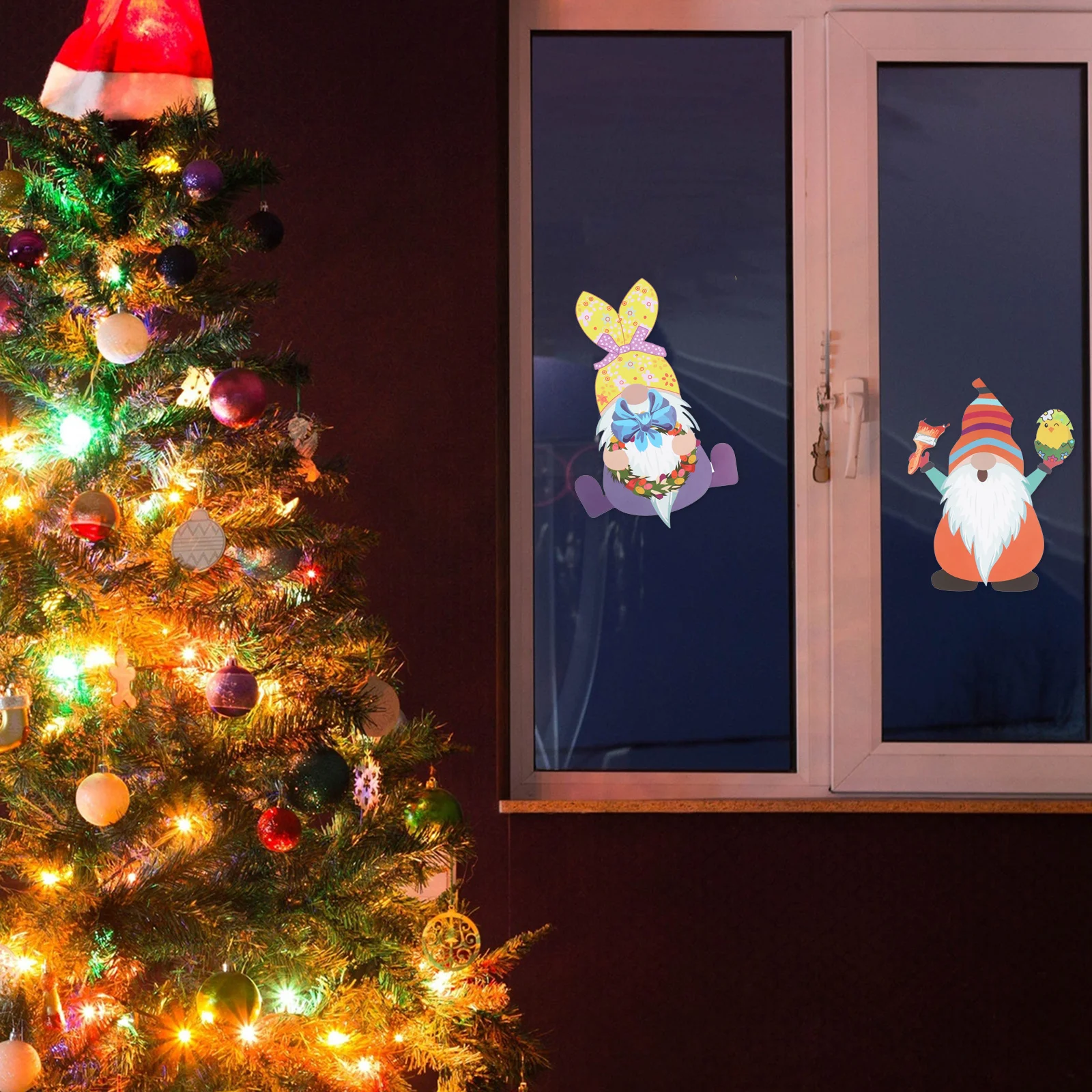 

9pcs Window Stickers Easter Theme Plastic Clings For Glass Door Wall Reusable Decorations Home Decor Party Supplies